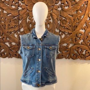 Vintage Route 66 Sleeveless Jean Jacket